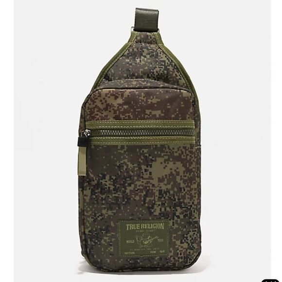 True Religion Yeta Green Camo Skater Crossbody Sling Bag NWOT - Picture 2 of 15